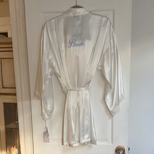 In Bloom White Satin Bridal Robe